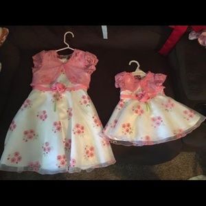 Matching Sisters dresses. Size 6 and 3/6 Months